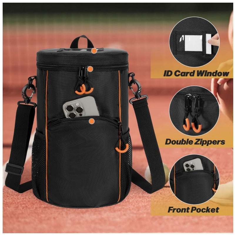 Black Versatile Tennis Baseball Lacrosse Bag with Multiple Pockets - Portable Black Design