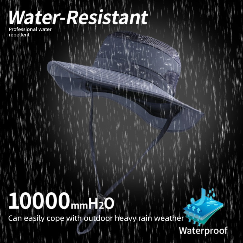 2-Pack Dark Grey Men's Adjustable Sun Protection Hat - Wide Brim, Deep Crown, Quick Dry Breathable Sun Cap with Neck Flap for Hiking & Outdoors