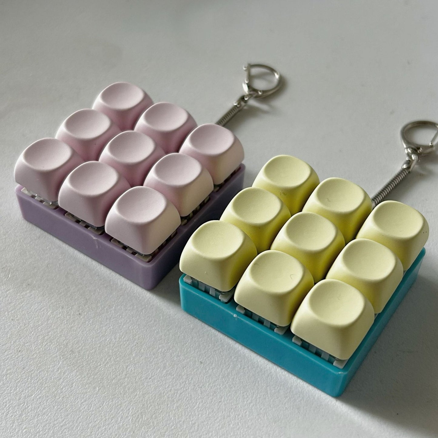 2-Pack Red Mechanical 9-Keyboard Fingertip Toy Keychain - Key Pressure Relief, PVC Fingertip Toy