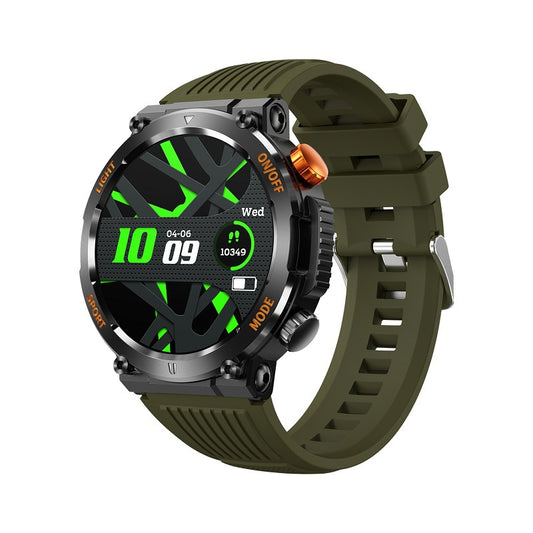 HT17 Green Outdoor Rugged Sports Smartwatch with Bluetooth Calling - 7-Day Battery, IP68 Waterproof, Multi-Health Monitor & Fitness Tracking
