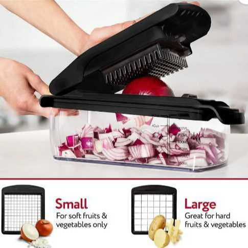 18-Piece Black Multi-Function Vegetable Chopper & Slicer Set - Rotary Grater with 5 Muti-Style Stainless Steel Blades for Home Kitchen