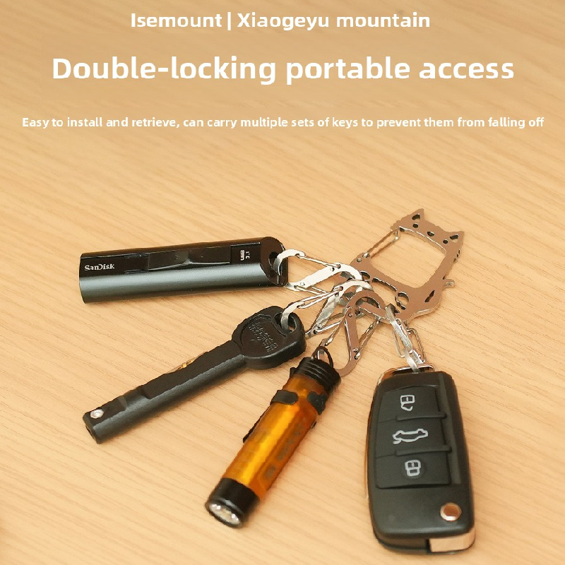 2-Pcs Lucky Cat Stainless Steel Keychain with S-Hooks - Durable & Portable Multi-Tool EDC Clip