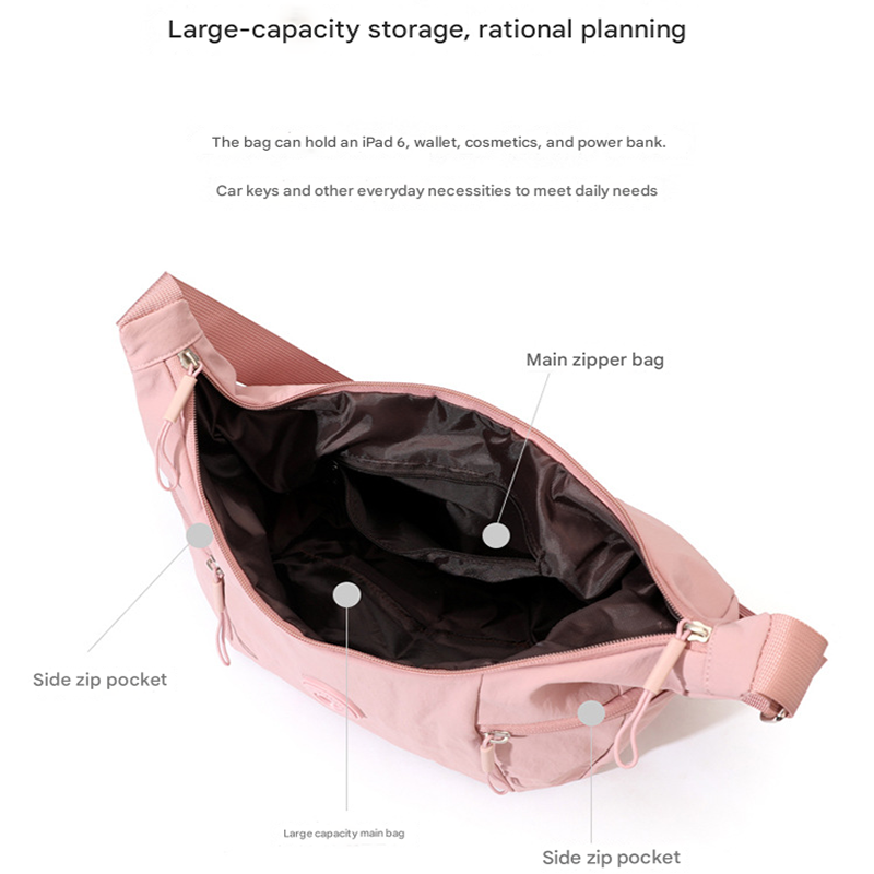 Grapefruit color Stylish & Lightweight Nylon Crossbody Bag for Women - Large Capacity Shoulder Hobo Bag with Water-Resistant Finish, Perfect for Travel & Daily Use