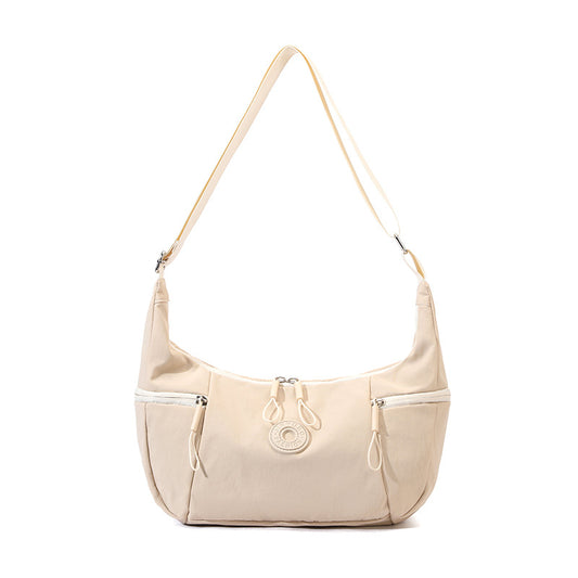 Beige Stylish & Lightweight Nylon Crossbody Bag for Women - Large Capacity Shoulder Hobo Bag with Water-Resistant Finish, Perfect for Travel & Daily Use