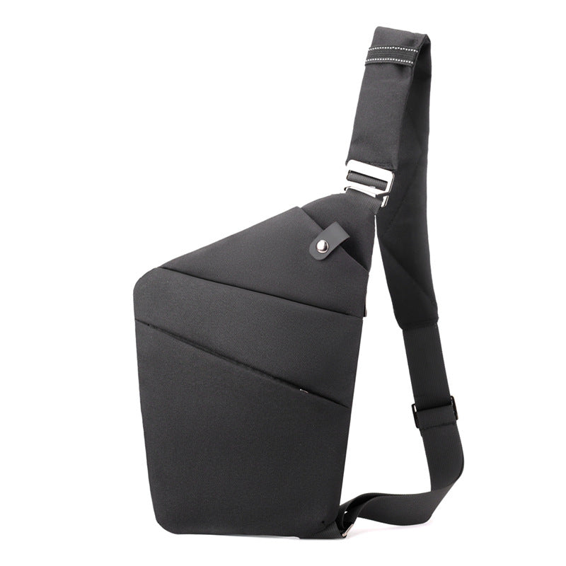 Black Anti-theft Crossbody Sling Bag for Men & Women - Slim, Lightweight Chest Shoulder Pack for Travel & Daily Commute