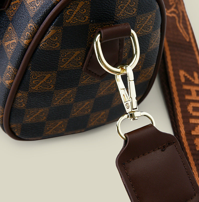 Brown bear Stylish PU Leather Boston Bag - Elegant Retro Single Shoulder Crossbody Handbag for Women