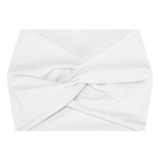 5-PCS White Women's Extra Wide Turban Headband - Elastic Yoga & Sports Hair Wrap