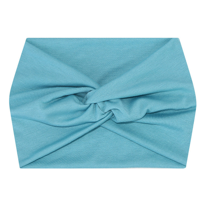 5-PCS Light blue Women's Extra Wide Turban Headband - Elastic Yoga & Sports Hair Wrap