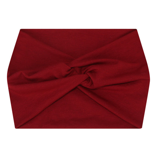 5-PCS Wine red Women's Extra Wide Turban Headband - Elastic Yoga & Sports Hair Wrap