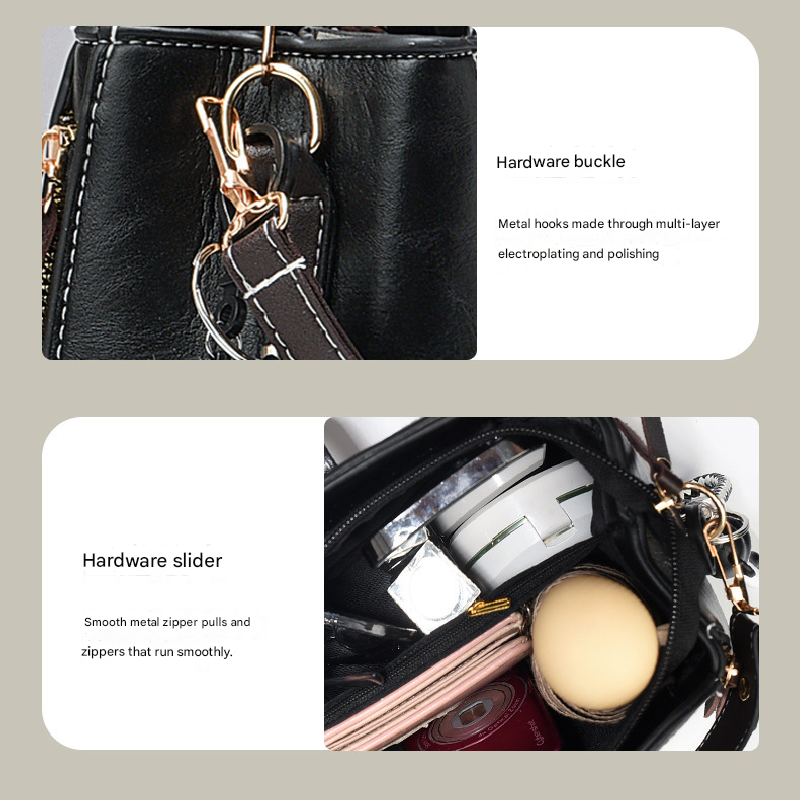 Black Fashion Women's Bucket Bag - Summer Crossbody Shoulder Handbag with Keychain