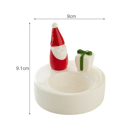 Santa Claus Elegant Ceramic Festive Tealight Candle Holder - Seasonal Home Decor Accent
