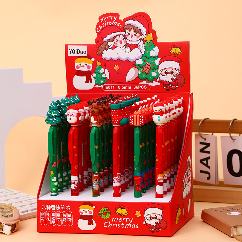 Christmas Theme Retractable Gel Pens (0.5mm Black Ink) - Festive Student & Office Holiday Gift Pack (36 Pcs)