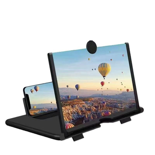 Black Portable 10-Inch Mobile Phone Screen Magnifier with Foldable Stand - 3D HD Video Amplifier for Movies & Reading - Pull-Out Design Compatible with All Smartphones - Ideal for Home, Travel & Camping
