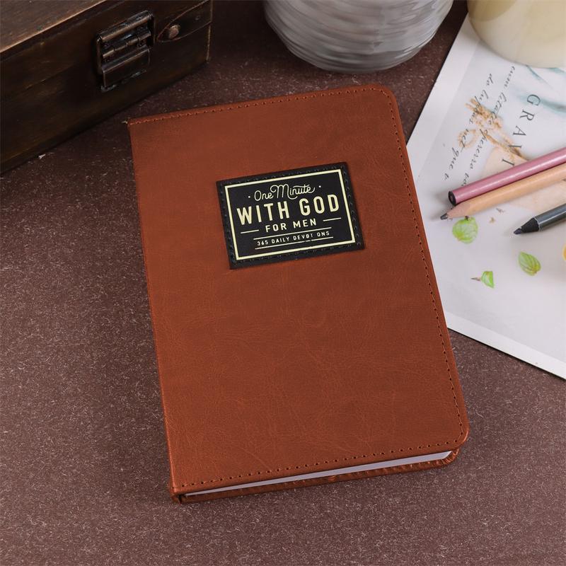 One Minute With God for Men 365 Daily Devotions Brown PU Leather Book Inspirational Religious Gift for Him