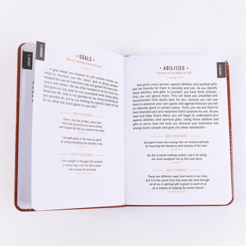 One Minute With God for Men 365 Daily Devotions Brown PU Leather Book Inspirational Religious Gift for Him