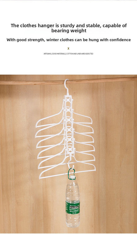 2-SET Space-Saving 6-in-1 Foldable Hanger Set Multi-Functional Closet Organizer Clothes Drying Rack with Pant Clips (Black & Black Clip Upgrade Edition) Ideal for Homes and Dorm Rooms