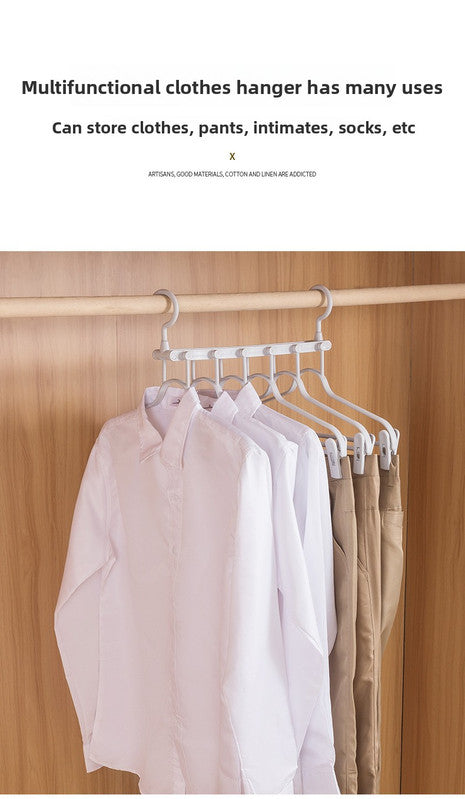 2-SET Space-Saving 6-in-1 Foldable Hanger Set Multi-Functional Closet Organizer Clothes Drying Rack with Pant Clips (Gray & Gray Clip Upgrade Edition) Ideal for Homes and Dorm Rooms