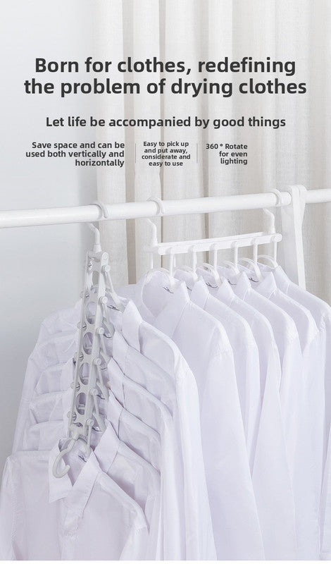 2-SET Space-Saving 6-in-1 Foldable Hanger Set Multi-Functional Closet Organizer Clothes Drying Rack with Pant Clips (Gray & Gray Clip Upgrade Edition) Ideal for Homes and Dorm Rooms