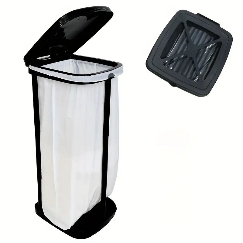 3 Height Expandable Rubbish Bin Stand with Lid, 27/48/70cm Adjustable Trash Bag Holder for Camping Home and Outdoor Use