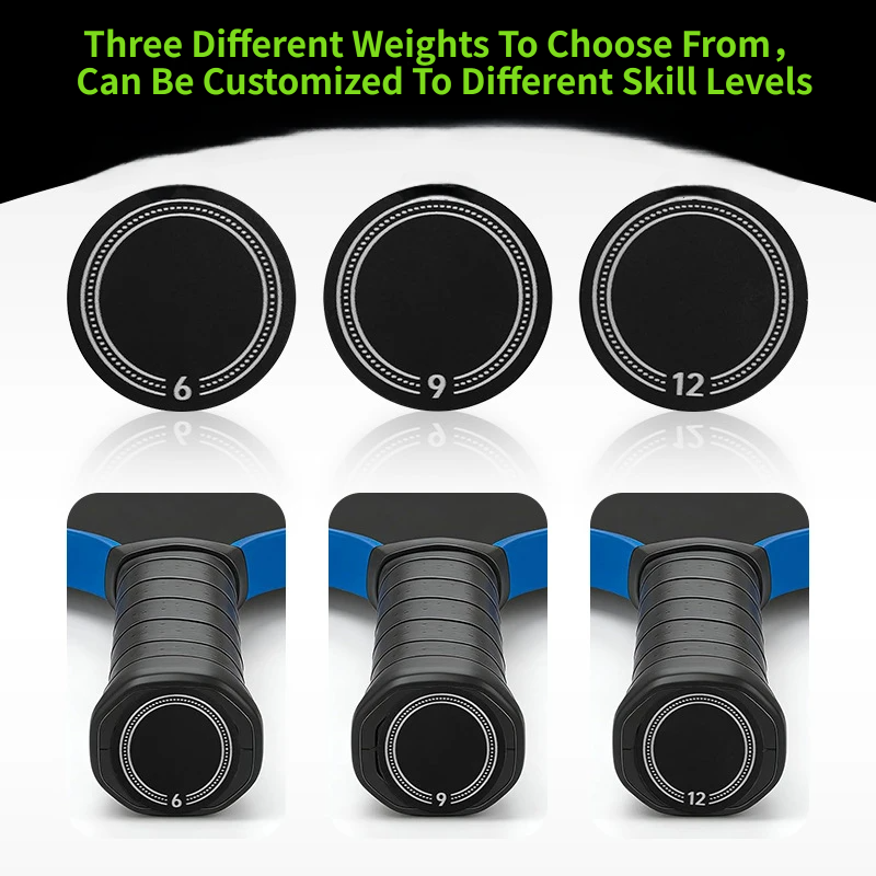 3 Piece Pickleball Paddle Handle Balance Weights Set - 6 / 9 / 12g Self-Adhesive Stainless Steel End Cap Weights Dia 28mm for Custom Paddle Setup