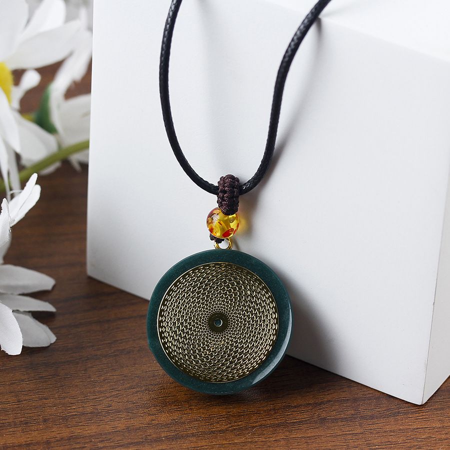 Orgone Style Mineral Stone Pendant with Cord and Jewellery Gift Box - Handmade Natural Crystal Resin Necklace for Women Men Christmas Gifts