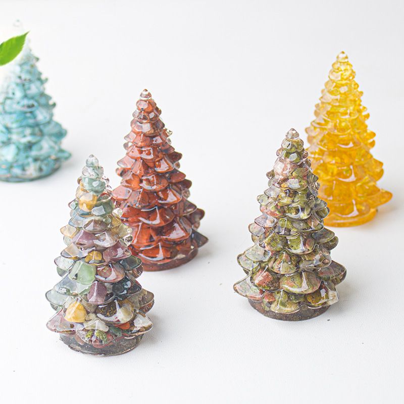 Dreamy Purple Resin Crystal Christmas Tree Ornament - 55 x 87mm Large Size Decorative Gemstone Style Tabletop Tree for Festive Home Decor Gift Giving