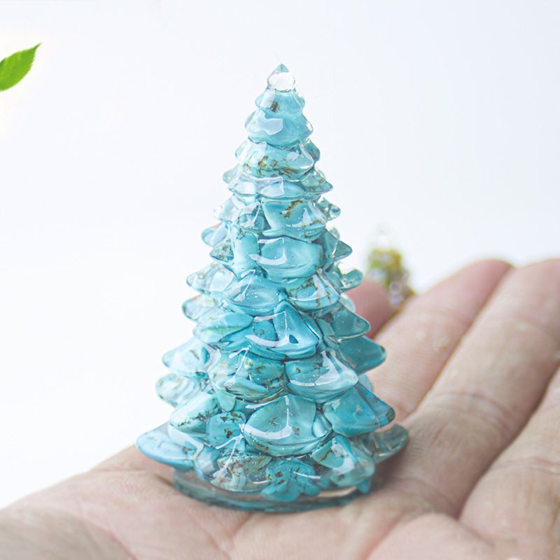 Dreamy Purple Resin Crystal Christmas Tree Ornament - 55 x 87mm Large Size Decorative Gemstone Style Tabletop Tree for Festive Home Decor Gift Giving