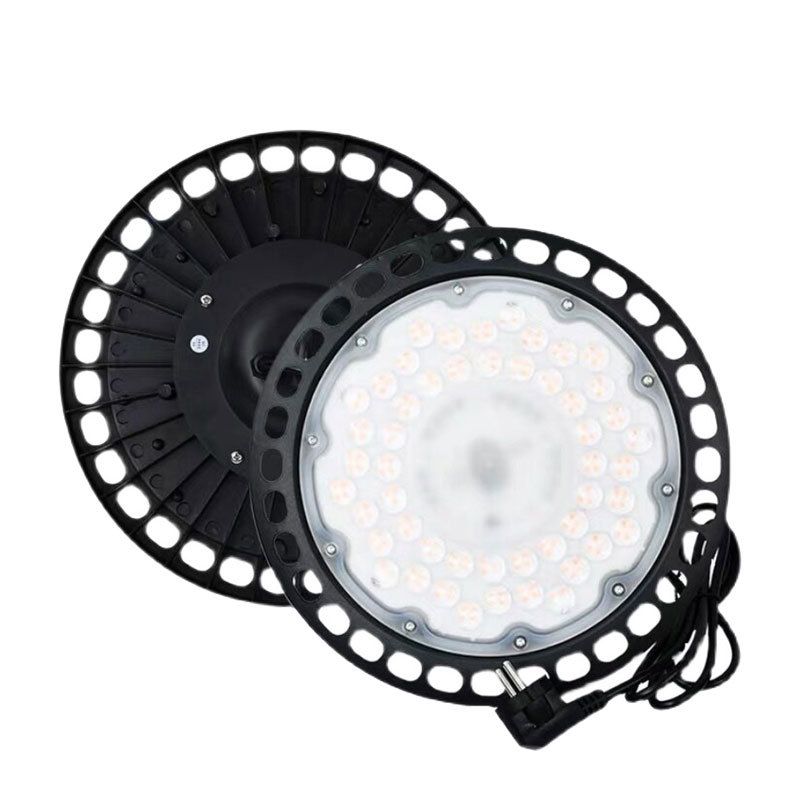 UFO LED High Bay Light 150W - Waterproof Industrial Warehouse Workshop Lighting with 50cm Hanging Chain, High Transparency Lamp Shade and Die-Cast Aluminium Housing