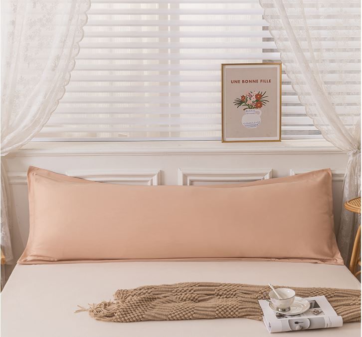 48 x 150cm Champagne Washed Cotton Linen Long Pillowcase - Extra Long Soft Breathable Pillow Cover, Machine Washable for Double and Couple Pillows