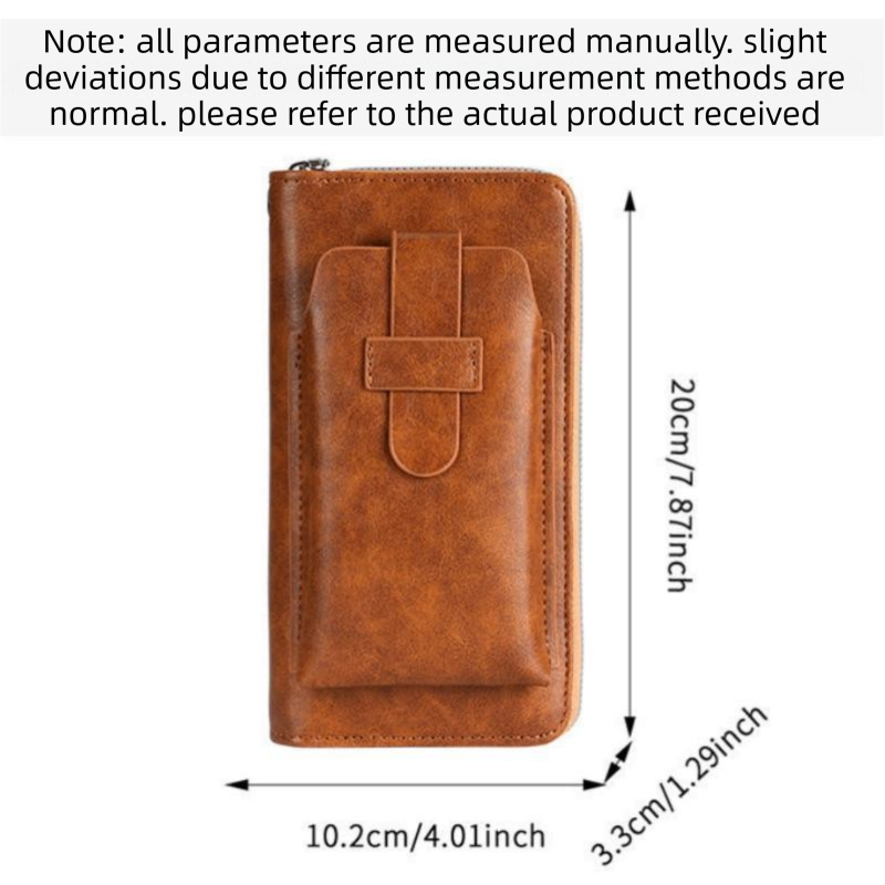 Blue Retro Leather 2-in-1 Men's Wallet & Phone  storage pouch - Multi-Card Zipper Clutch with Front Pocket - Vintage Business Pocket for Phone & Cards