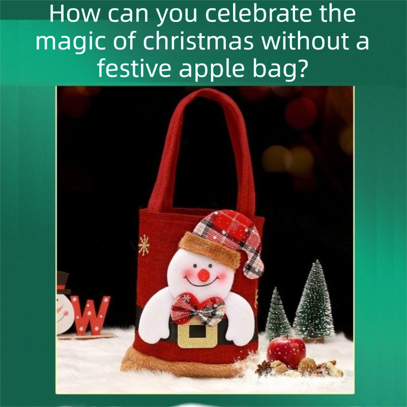 Red Christmas Felt Gift Tote Bag with Cute 3D Doll - Santa Claus style Holiday Party Favor Bag for Xmas Treats & Decor