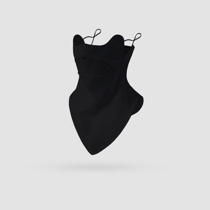 Black Breathable Cycling Face Shield & Neck Gaiter - UV Protection Sun Mask with Mesh Nose Vent for Summer Sports