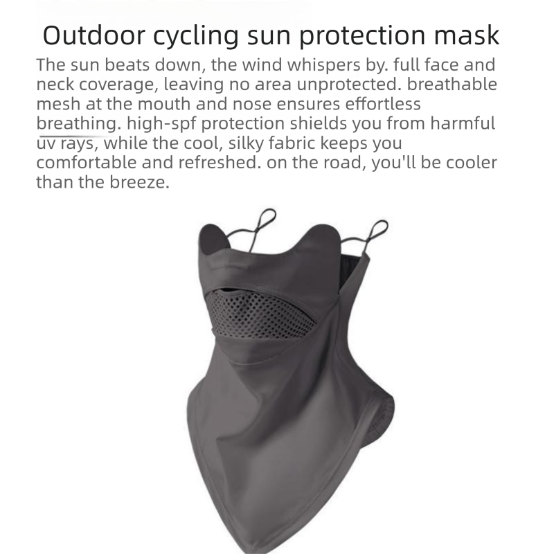 Black Breathable Cycling Face Shield & Neck Gaiter - UV Protection Sun Mask with Mesh Nose Vent for Summer Sports