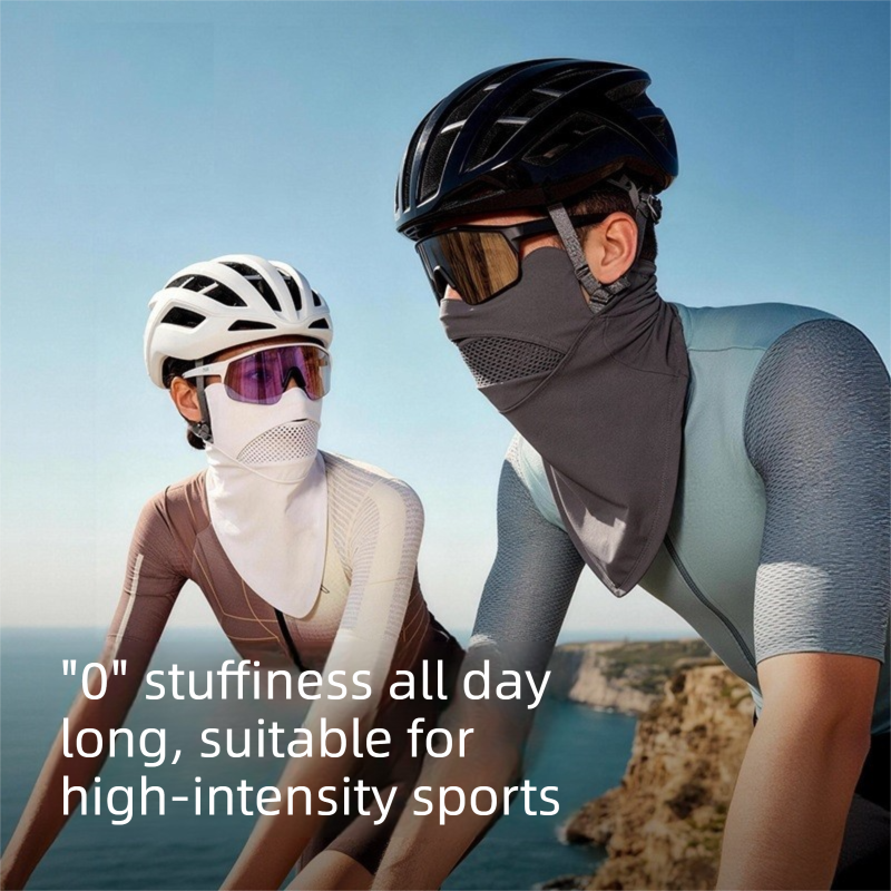 Black Breathable Cycling Face Shield & Neck Gaiter - UV Protection Sun Mask with Mesh Nose Vent for Summer Sports