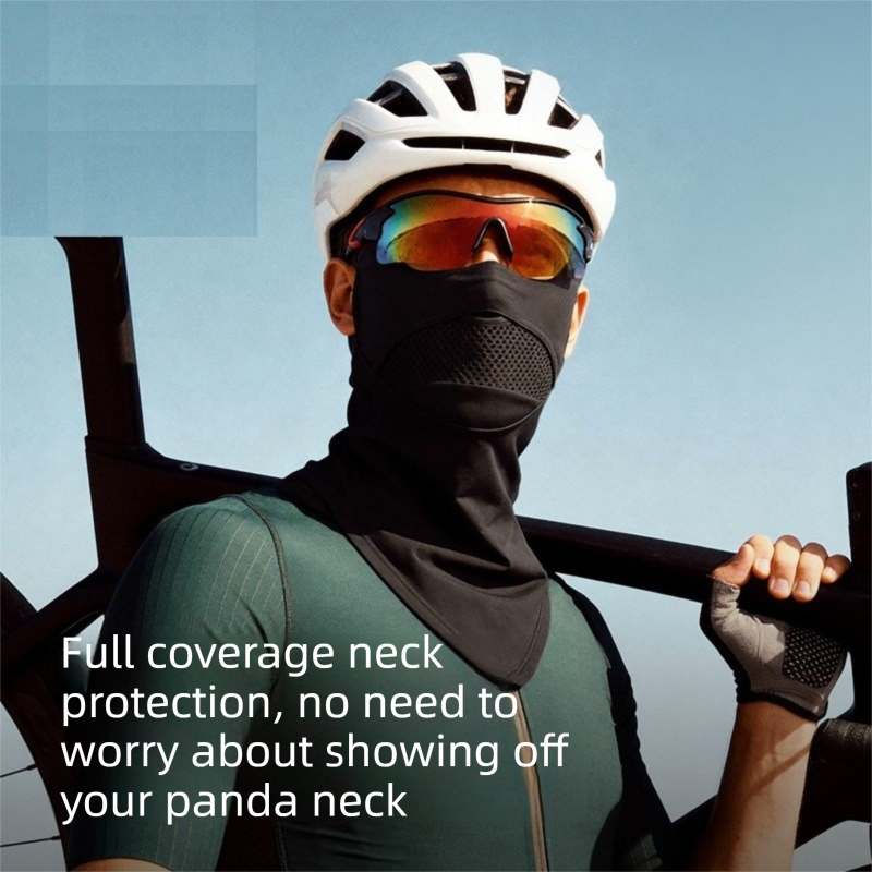Black Breathable Cycling Face Shield & Neck Gaiter - UV Protection Sun Mask with Mesh Nose Vent for Summer Sports