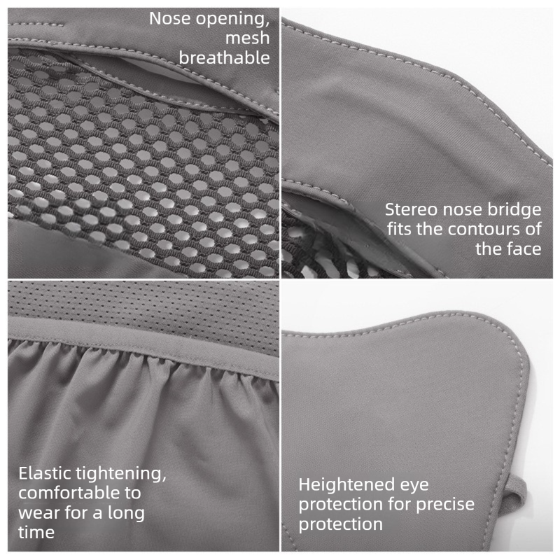 Black Breathable Cycling Face Shield & Neck Gaiter - UV Protection Sun Mask with Mesh Nose Vent for Summer Sports