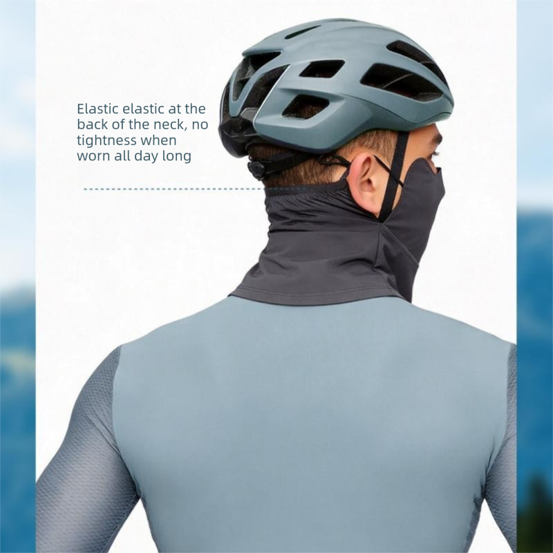 Grey Breathable Cycling Face Shield & Neck Gaiter - UV Protection Sun Mask with Mesh Nose Vent for Summer Sports