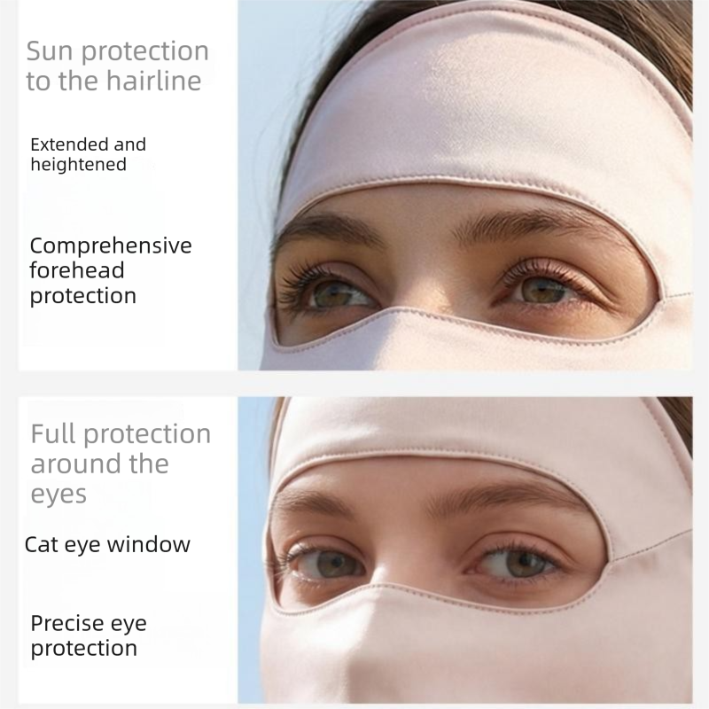 Brown Luxurious Mulberry Silk Sun Protection Face Mask - Full Coverage Cooling Shield with Soft Wire Support