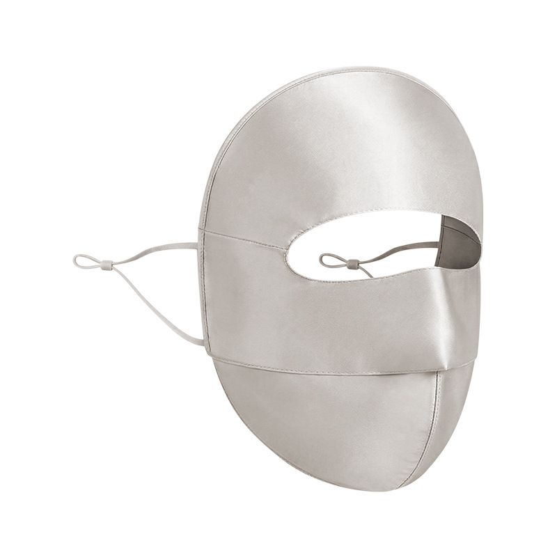 Grey Luxurious Mulberry Silk Sun Protection Face Mask - Full Coverage Cooling Shield with Soft Wire Support