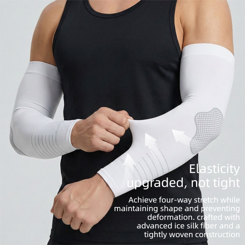 2 pairs Black Cooling Arm Sleeves  Sun Protection - Nylon Spandex Blend - Lightweight Compression Elbow Support for Cycling Running Driving Outdoor Sports Heat Relief Breathable Fit
