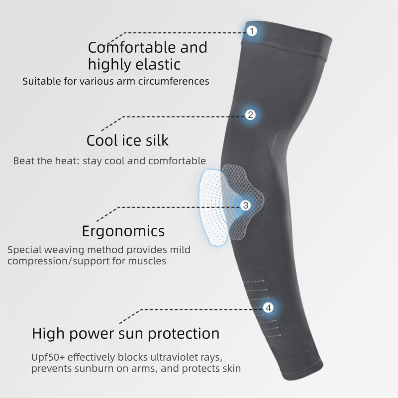 2 pairs Black Cooling Arm Sleeves  Sun Protection - Nylon Spandex Blend - Lightweight Compression Elbow Support for Cycling Running Driving Outdoor Sports Heat Relief Breathable Fit