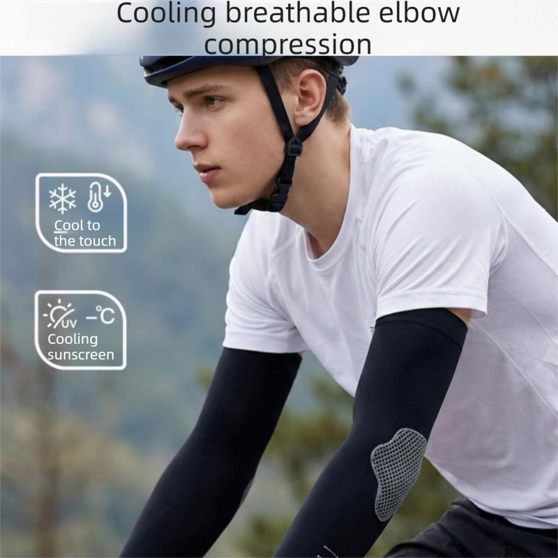 2 pairs Black Cooling Arm Sleeves  Sun Protection - Nylon Spandex Blend - Lightweight Compression Elbow Support for Cycling Running Driving Outdoor Sports Heat Relief Breathable Fit
