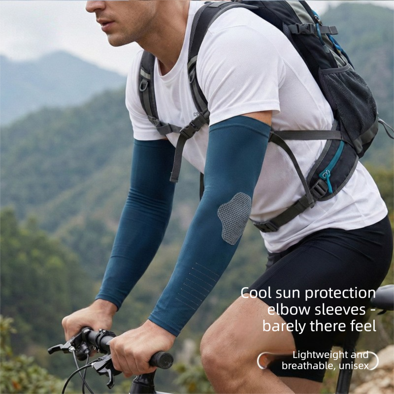 2 pairs Navy Blue Cooling Arm Sleeves  Sun Protection - Nylon Spandex Blend - Lightweight Compression Elbow Support for Cycling Running Driving Outdoor Sports Heat Relief Breathable Fit