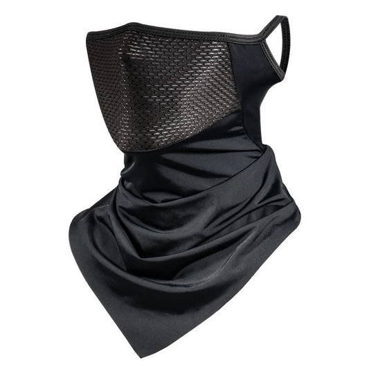 Cooling Neck Gaiter Face Cover - Black Breathable Mesh Outdoor Sun Scarf with Ear Loops, Multi-Way Bandana for Cycling, Running, Hiking and Summer Activities