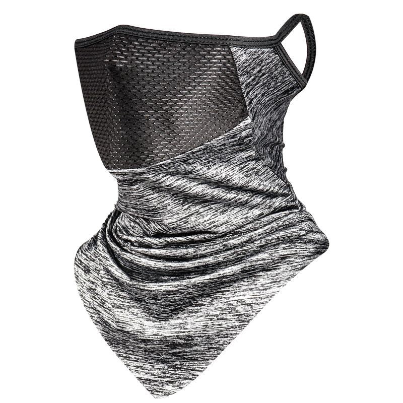 Cooling Neck Gaiter Face Cover - Light Grey Breathable Mesh Outdoor Sun Scarf with Ear Loops, Multi-Way Bandana for Cycling, Running, Hiking and Summer Activities