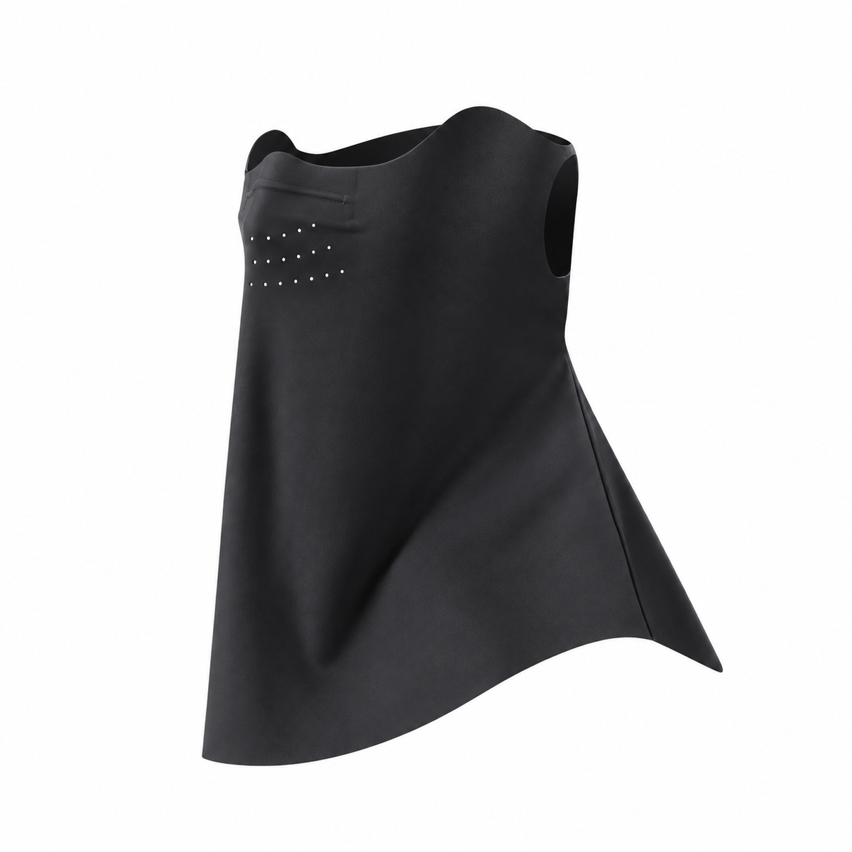 Black Breathable Sun Face Cover with Neck Drape - Lightweight Outdoor Face Mask with Ear Loops, Nose Bridge Strip and Vent Holes for Cycling, Fishing and Hiking