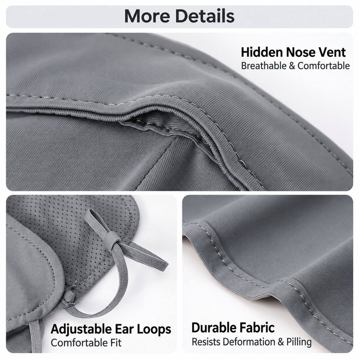 Black Women’s Extended Sun Face Cover with Neck Drape - Breathable Outdoor Mask with Adjustable Ear Loops, Nose Vent and Structured Face Support for Cycling, Driving and Fishing