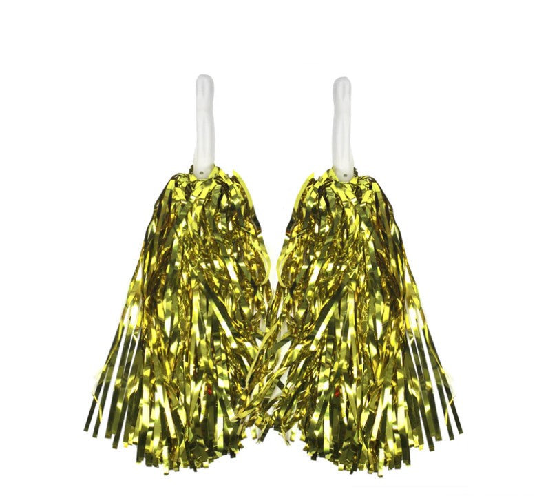 4 Sets/8pcs Metallic Team Girls' Cheerleading Dance Party Dress Pom Poms Pompoms - Green