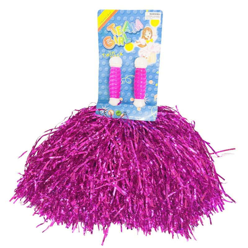 4 Sets/8pcs Metallic Team Girls' Cheerleading Dance Party Dress Pom Poms Pompoms - Pink