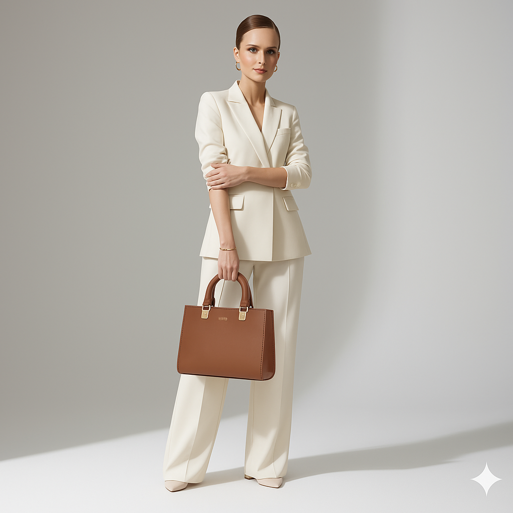 Bagco Valette Leather Satchel-Beige